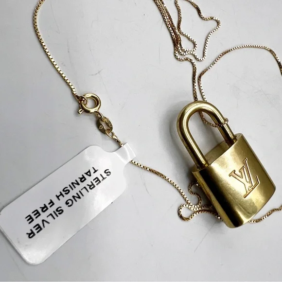 Authentic Louis Vuitton Brass Lock #317 No Key with After Market Box Chain 24” - Picture 6 of 15